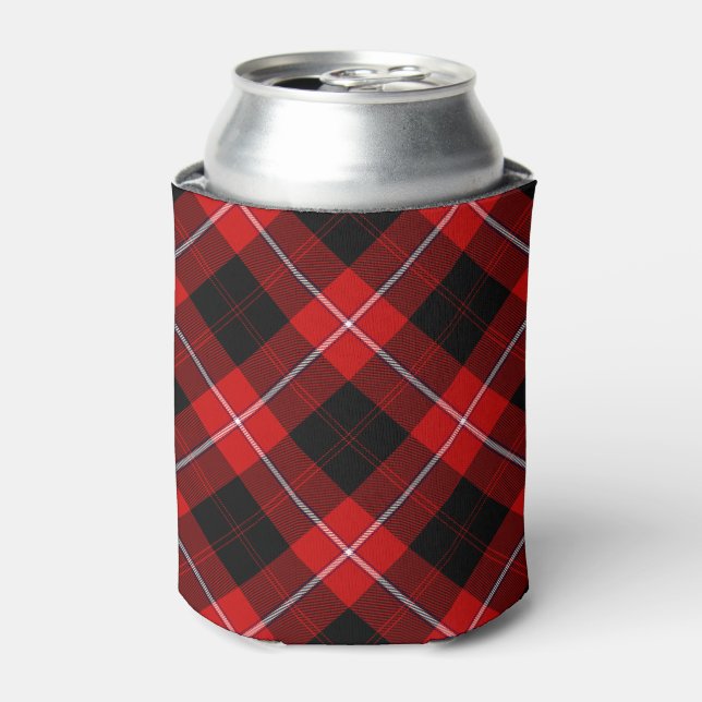 Cunningham Tartan Red Black Plaid Can Cooler (Can Front)