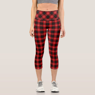 Cunningham Tartan Red Black Plaid Capri Leggings