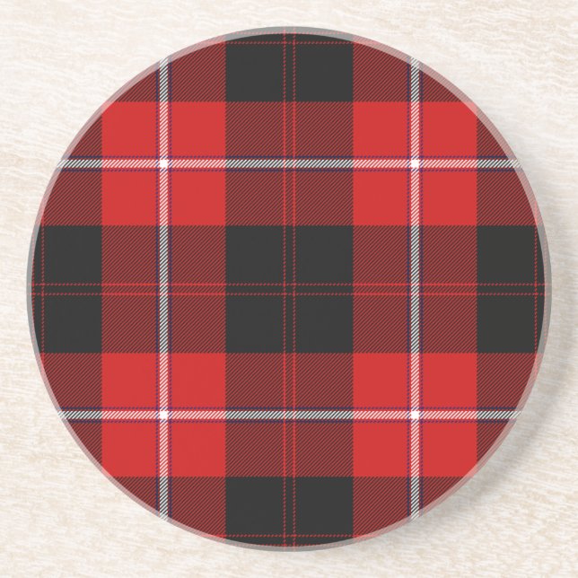 Cunningham Tartan Red Black Plaid Coaster (Front)