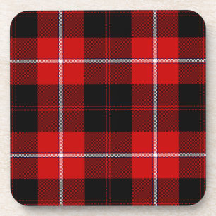 Cunningham Tartan Red Black Plaid Coaster