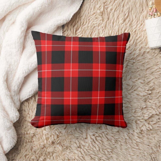 Cunningham Tartan Red Black Plaid Cushion (Blanket)