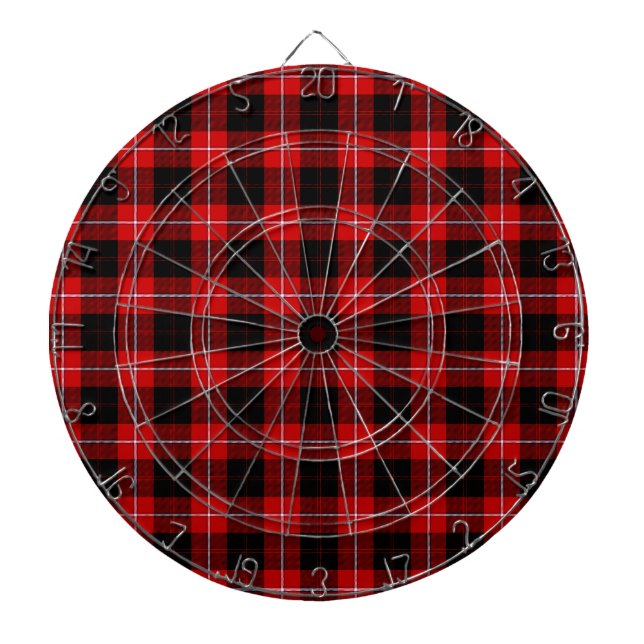 Cunningham Tartan Red Black Plaid Dartboard (Front)