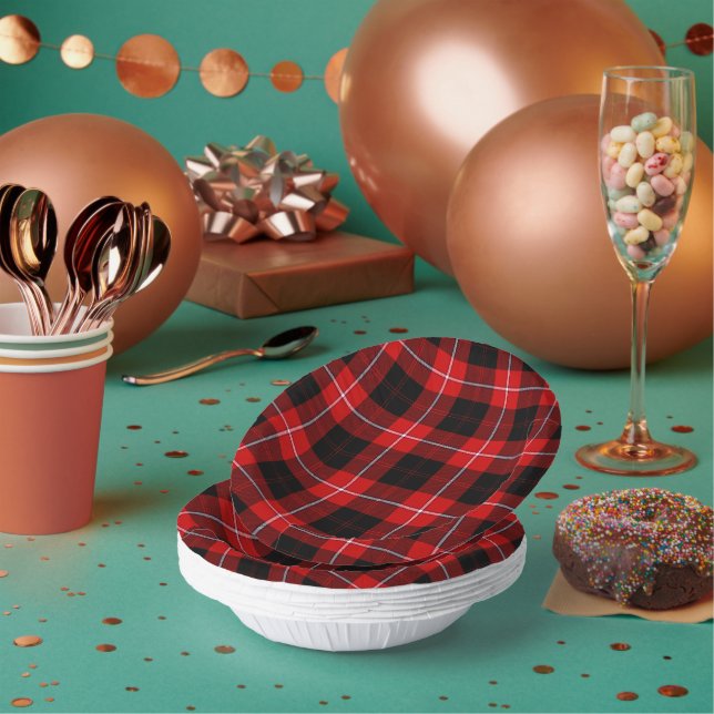Cunningham Tartan Red Black Plaid Paper Plate (Multi)