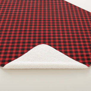 Cunningham Tartan Red Black Plaid Sherpa Blanket