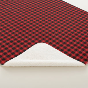 Cunningham Tartan Red Black Plaid Sherpa Blanket