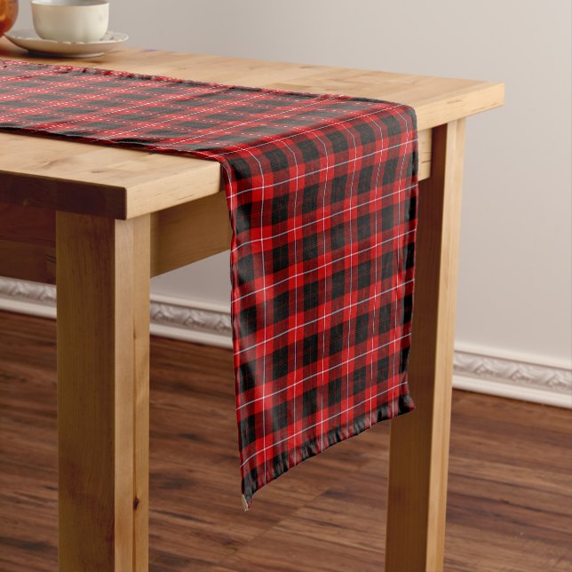 Cunningham Tartan Red Black Plaid Short Table Runner (In Situ)