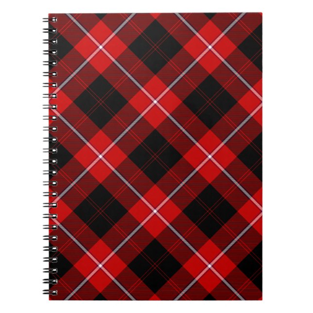 Cunningham Tartan Red Black Plaid Spiral Notebook (Front)