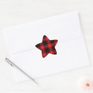 Cunningham Tartan Red Black Plaid Star Sticker
