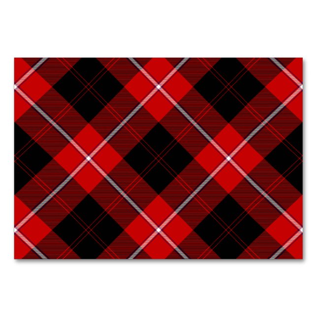 Cunningham Tartan Red Black Plaid Table Number (Front)