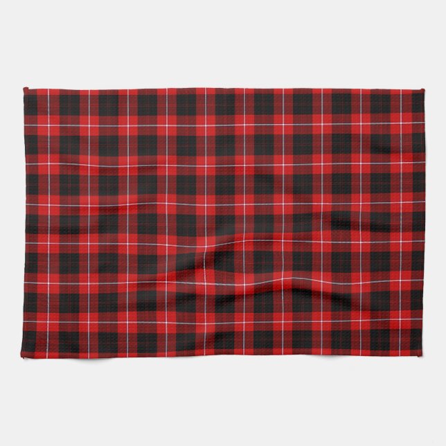 Cunningham Tartan Red Black Plaid Tea Towel (Horizontal)