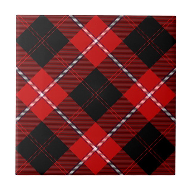 Cunningham Tartan Red Black Plaid Tile (Front)