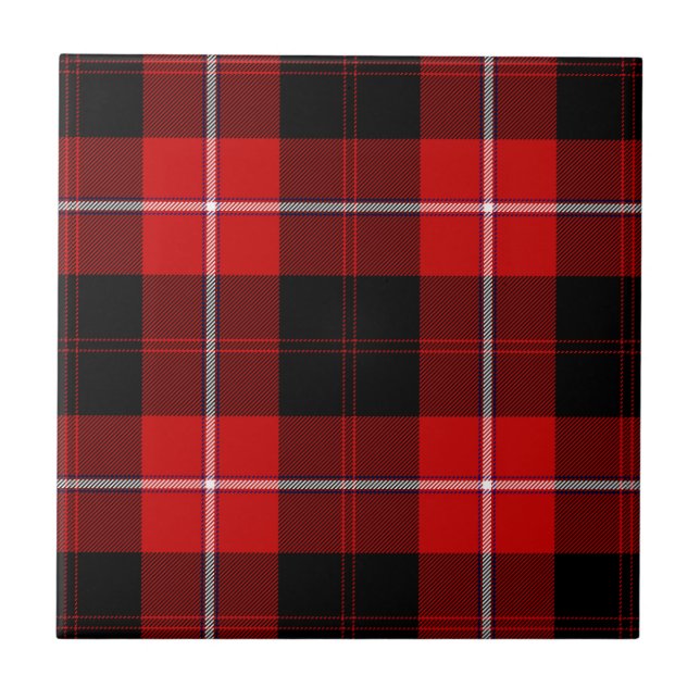 Cunningham Tartan Red Black Plaid Tile (Front)