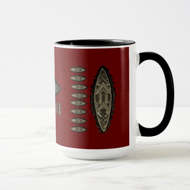 Cup, African style mug, red background patterns Mug (Right)