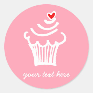 Cup cake love classic round sticker