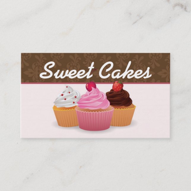 Cup Cakes Bakery Sweet Treats Business Card (Front)