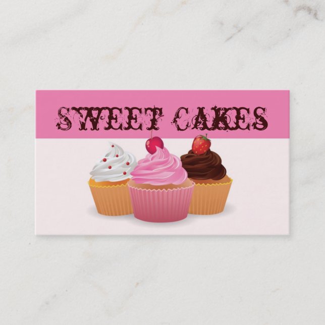 Cup Cakes Bakery Sweet Treats Business Card (Front)