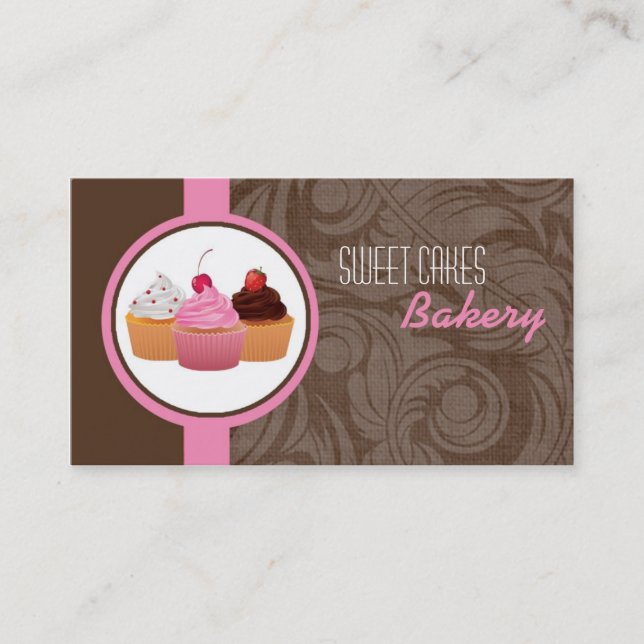 Cup Cakes Bakery Sweet Treats Business Card (Front)