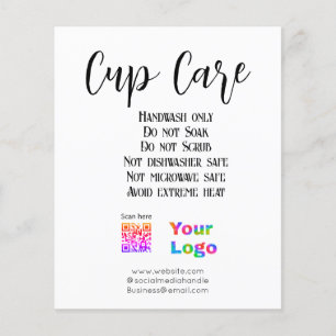 Cup care instructions add business name logo detai flyer