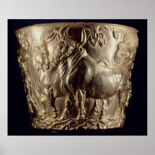 Cup, depicting a domestic bull poster