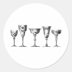 cup goblet line art classic round sticker