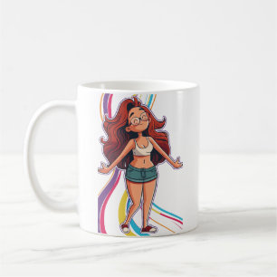 Cup Mug happy girl, vibrant, colourful, fun