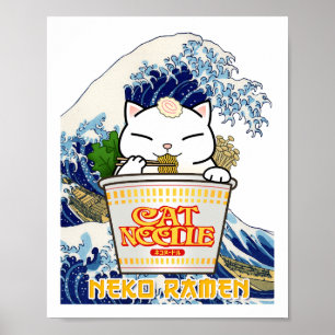 Cup Noodle Ramen Cat Poster