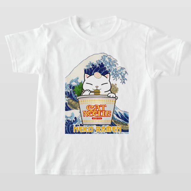 Cup Noodle Ramen Cat T-Shirt (Laydown)