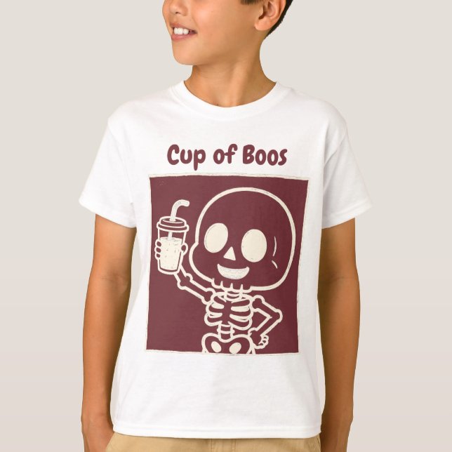 Cup of Boos Cute Skeleton Toddler Halloween T-Shirt (Front)