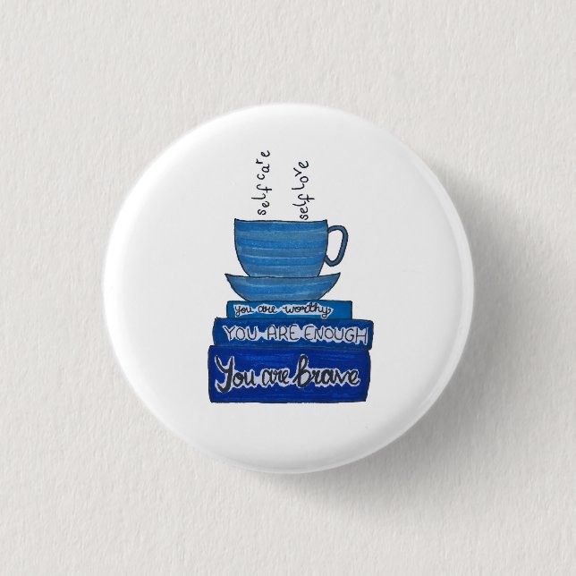 Cup of Care and Books of Love 3 Cm Round Badge (Front)