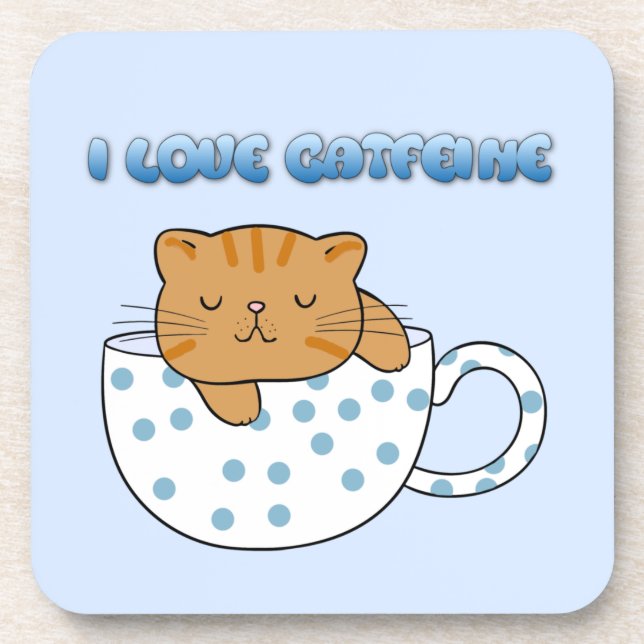 Cup of Cat-feine Kawaii Style  Coaster (Front)