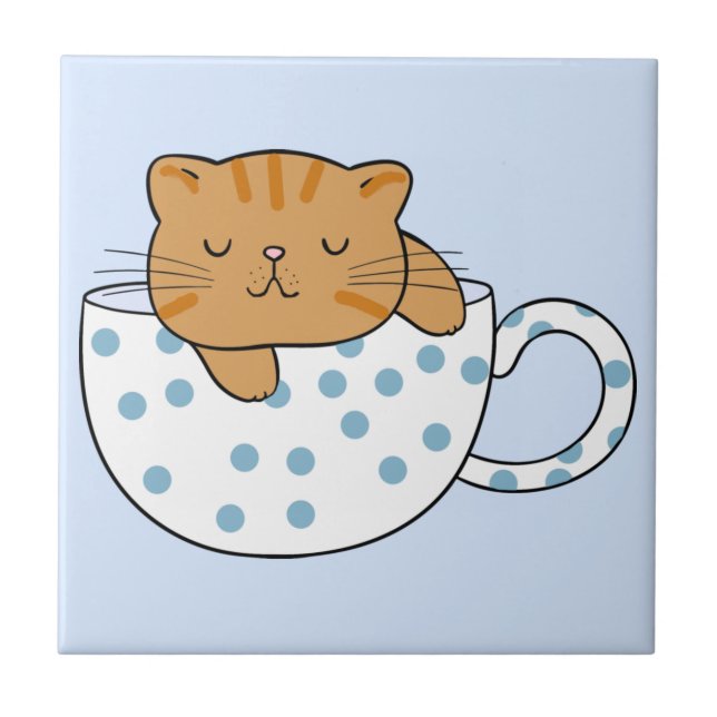 Cup of Cat-feine Kawaii Style Tile (Front)