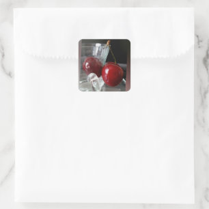 Cup of cherries square sticker