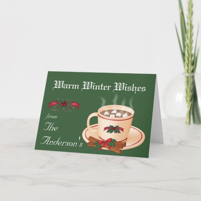 Cup of Cocoa Winter Wishes Greeting Card (Front)