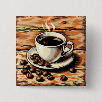 Cup of coffee 15 cm square badge