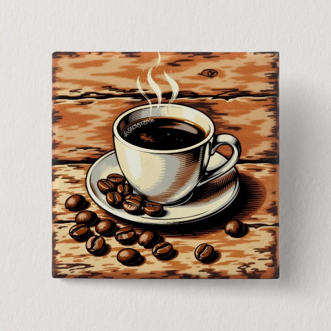 Cup of coffee 15 cm square badge (Front)