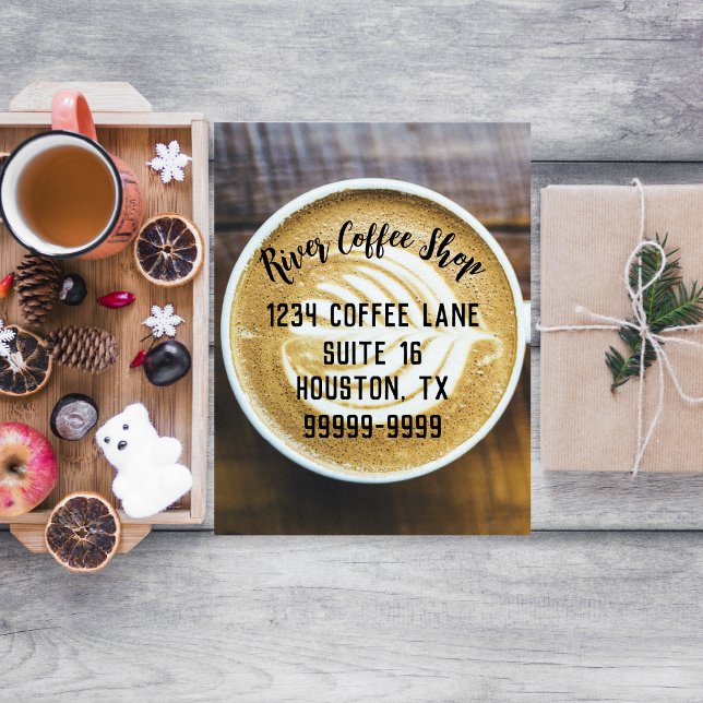 Cup of Coffee Latte with Leaf-Shape Foam on Wood Postcard (Creator Uploaded)