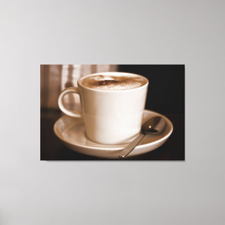 Cup of Coffee Sepia - Large Format Wrapped Canvas