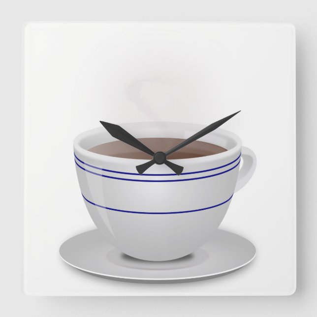 Cup of Coffee Square Wall Clock (Front)
