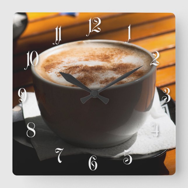 Cup of coffee square wall clock (Front)