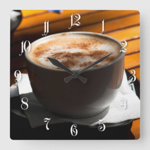 Cup of coffee square wall clock