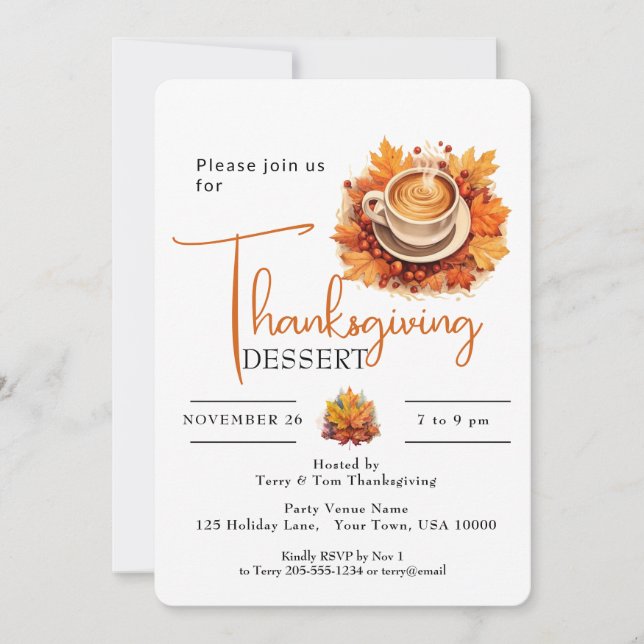 CUP OF COFFEE  THANKSGIVING DESSERT INVITATION (Front)
