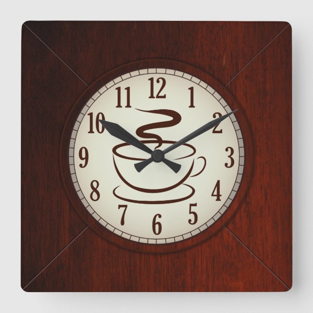 Cup of Coffee Wood Wall Clock (Front)