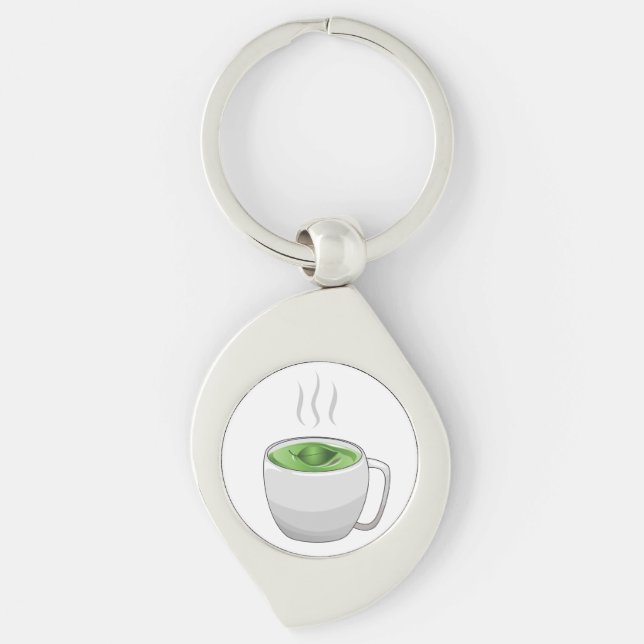 Cup of Green Tea Key Ring (Front)
