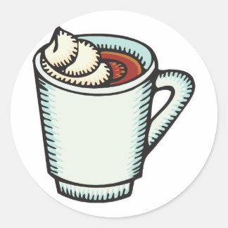 cup of hot cocoa with whipped cream classic round sticker