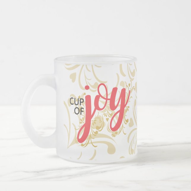 Cup Of Joy Red and Gold Personalised Mug (Left)