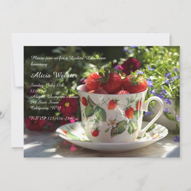 Cup of Strawberries Luncheon Invitation (Front)