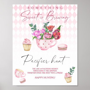 Cup of tea Baby shower game - pacifier hunt  Poster