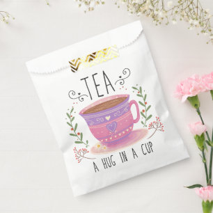 Cup of Tea Floral Quote Vintage Favour Bags
