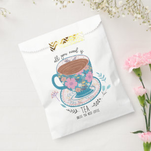 Cup of Tea Floral Quote Vintage Favour Bags
