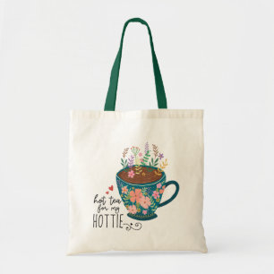 Cup of Tea Floral Quote Vintage Tote Bag